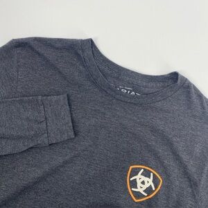 Ariat T Shirt Mens Medium Gray Western Ranch Cowboy Chore Rodeo Long Sleeve